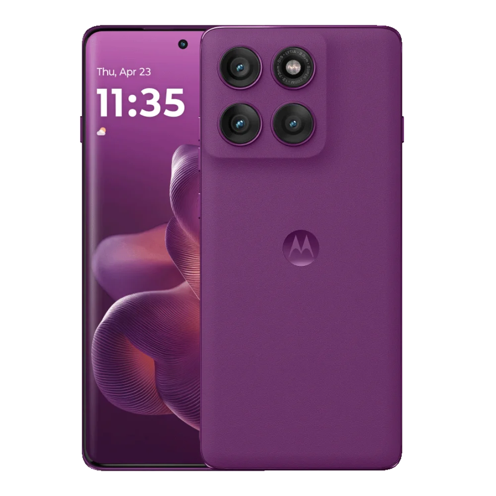 Motorola Edge 60 Pro Sparkling Grape design front back view]