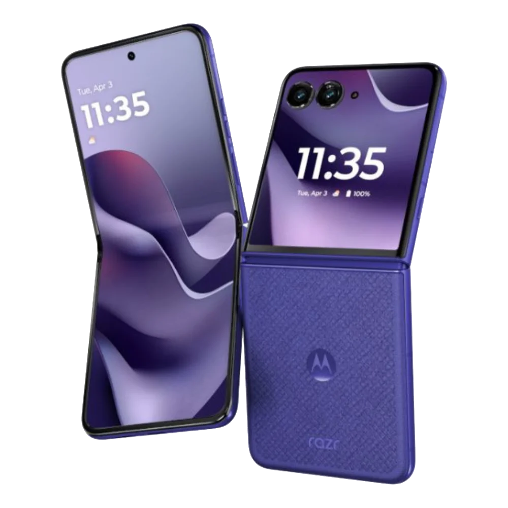 Motorola Razr 2026 Violet Ice colour cover screen 3.6 inch and inner 6.9 inch 120Hz display 2026